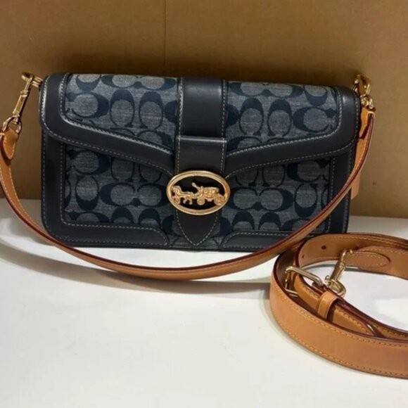 Coach Georgie Shoulder Bag | Chambray Denim (C4064) | Crossbody Strap | LIKE NEW - Picture 8 of 15